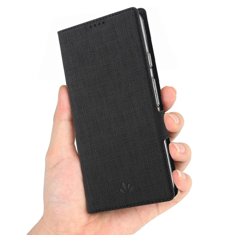 VILI DMK Cross Texture Double Magnetic Clasp Leather Wallet Stand Case for Huawei P40 Pro Plus - Black