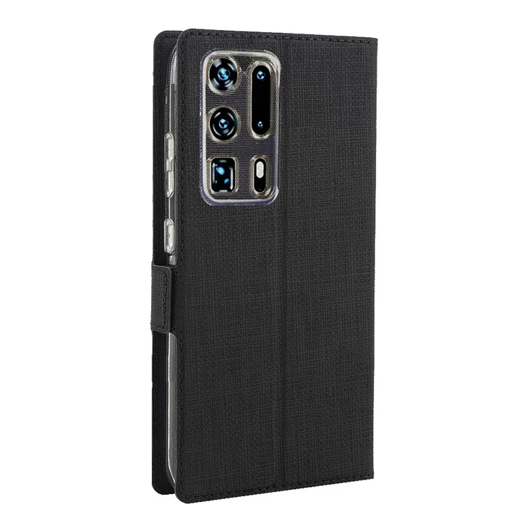 VILI DMK Cross Texture Double Magnetic Clasp Leather Wallet Stand Case for Huawei P40 Pro Plus - Black