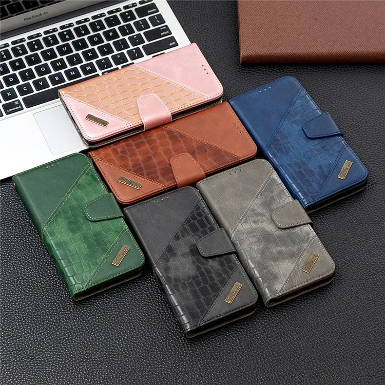 Crocodile Skin Assorti de Couleur de Couleur de Portefeuille en Cuir Couverture de Téléphone Pour Huawei P40 Lite 4G - le Noir