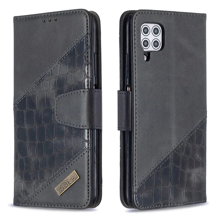 Crocodile Skin Assorted Color Leather Wallet Phone Cover for Huawei P40 Lite 4G - Black