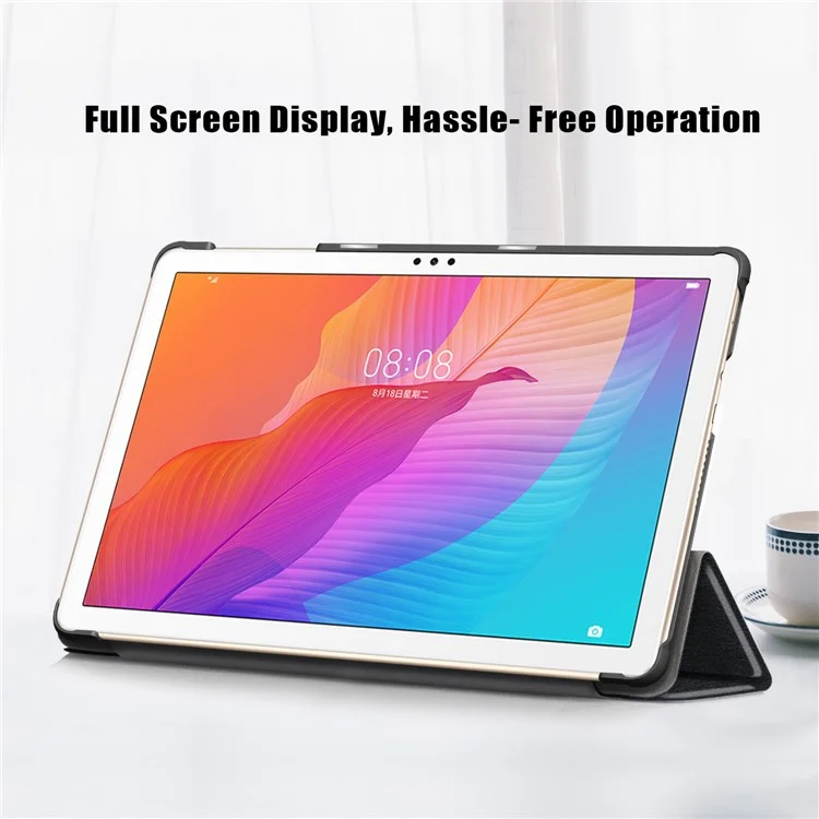 Capa de Tablet de Couro Tri-dobras com Estilo para Huawei Matepad T10S /T10 / Honor Pad 6 - Preto