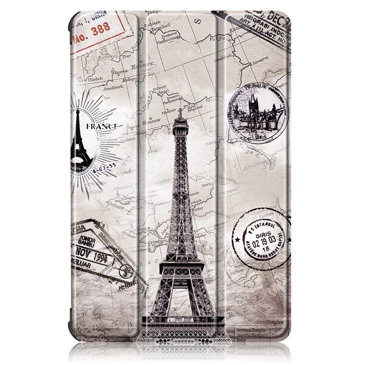 Printing Surface Tri-fold Leather Tablet Cover for Huawei MatePad T10S/Honor 6 - Eiffel Tower