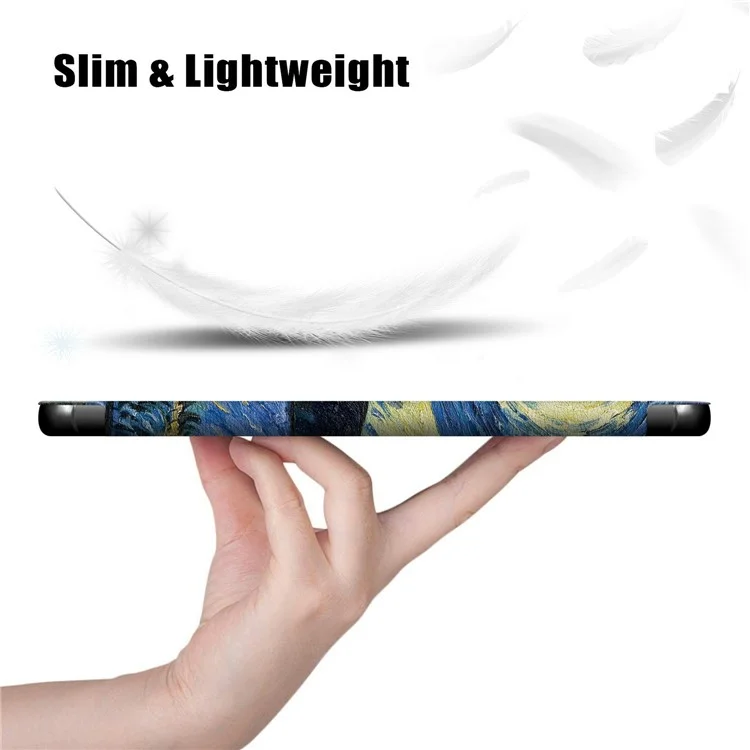 Capa de Tablet Couro Artificial Tri-fold para Huawei MatePad T10S/Honor 6 - Padrão de Pintura