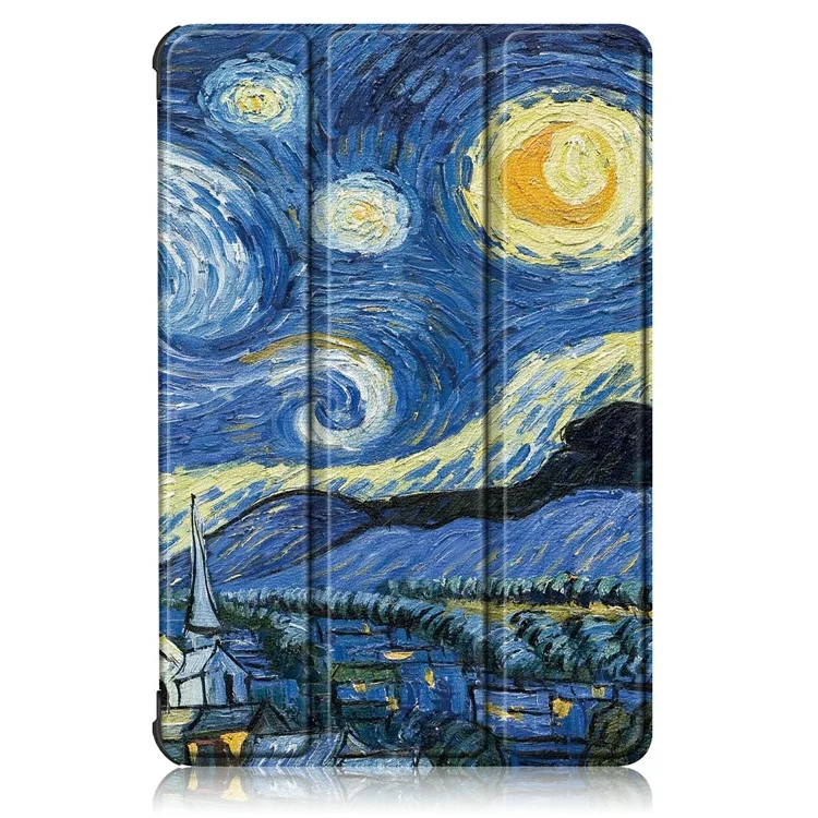 Printing Surface Tri-fold Leather Tablet Cover for Huawei MatePad T10S/Honor 6 - Painting Pattern