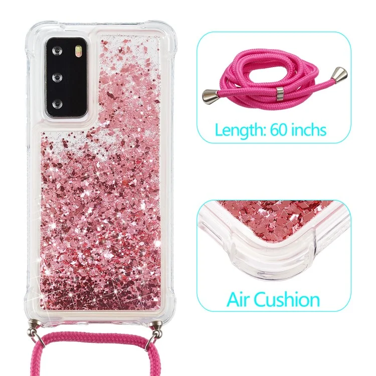 Glitter Powder Quicksand TPU Back Case for Huawei P40 - Rose