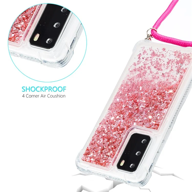 Case Arrière TPU Poudre de Poudre de Paillettes Pour Huawei P40 - Rose