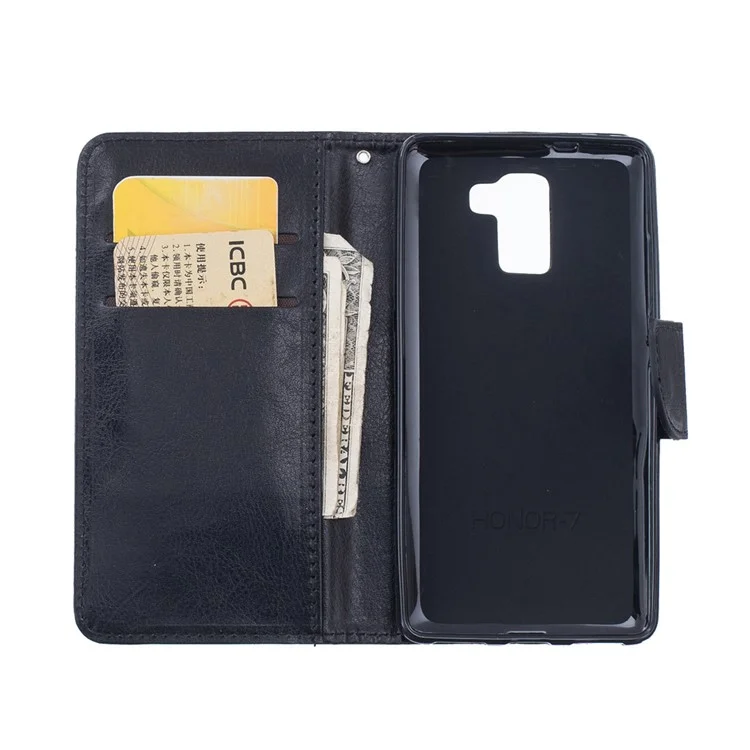 Flip Leather Wallet Protection Case for Huawei Honor 7 / 7 Premium - Black