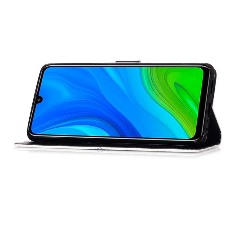 Muster Druckleuchte Dekor Wallet Flip Lederschale Mit Lanyard Für Huawei P Smart 2020 - Schädel Und Blumen