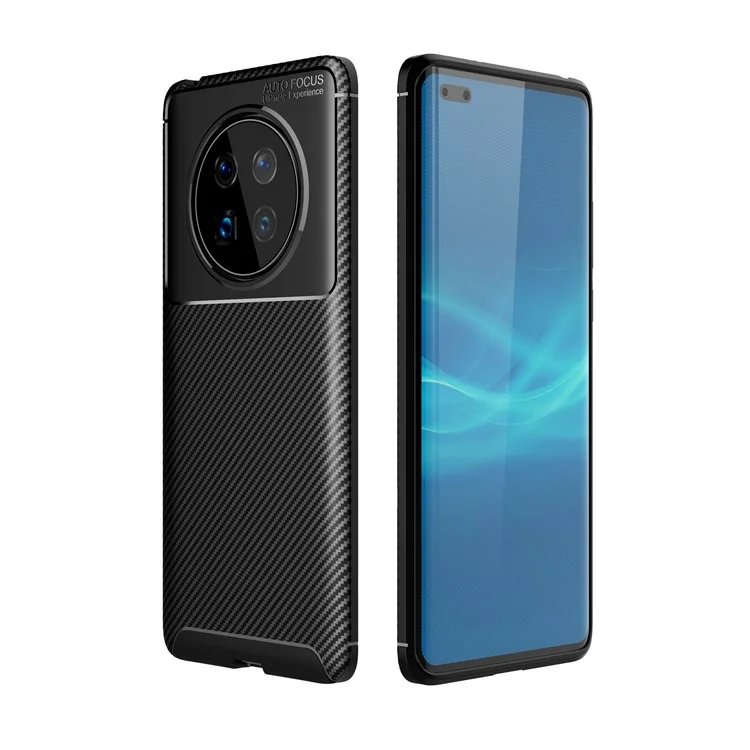 Texture en Fibre de Carbone Étui Élégant Couverture Arrière TPU Pour Huawei Mate 40 - le Noir