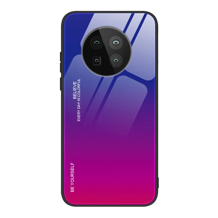 Custodia Ibrida Per Cellulare in Vetro Temperato Gradiente Con Bordo TPU Per Huawei Mate 40 Pro - Rosa Blu Gradiente