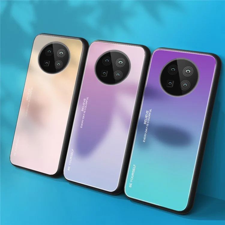 Gegradertem Temperierte Glas Handy Hybrid -hülle Mit TPU -kante Für Huawei Mate 40 Pro - Gradientenblau Rose