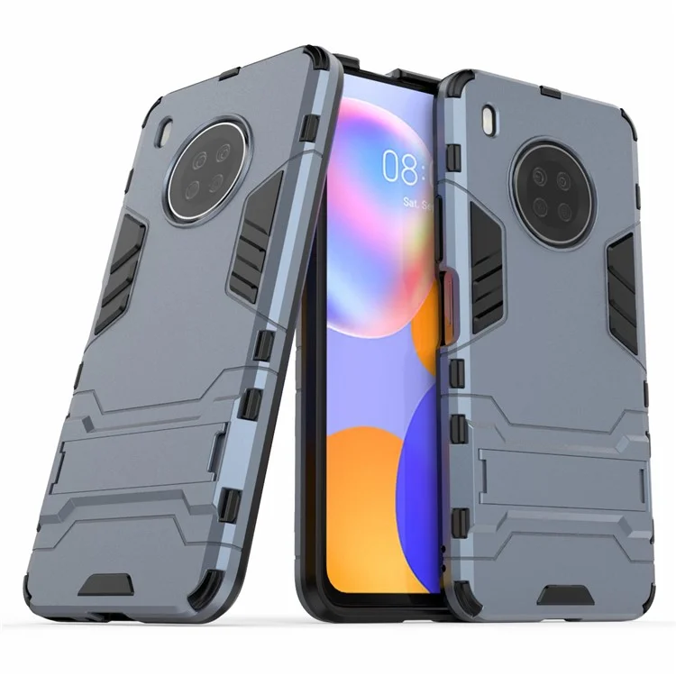 Para Huawei Y9a Plastic + TPU 2 en 1 Case de Teléfonos Celulares Híbridos Con Kickstand - Azul