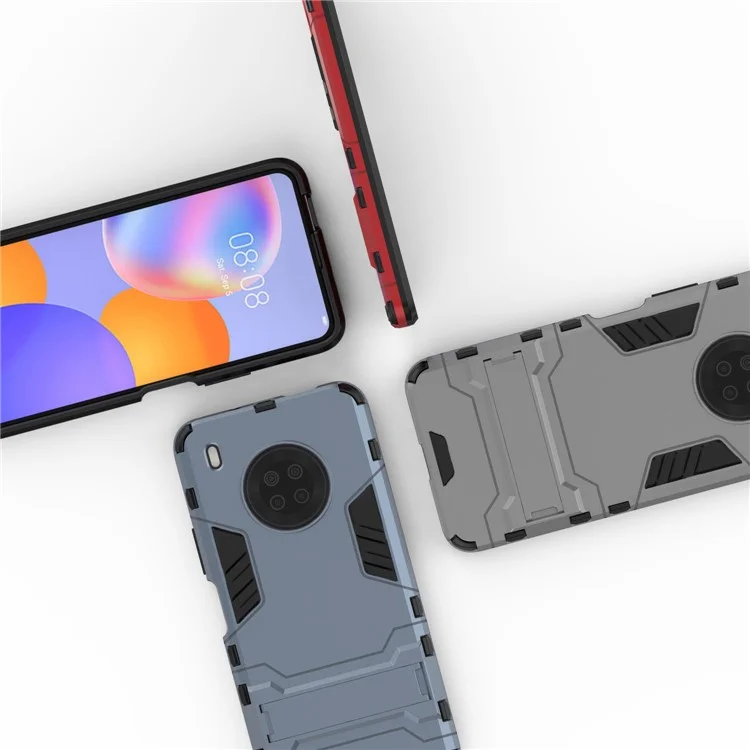 Para Huawei Y9a Plastic + TPU 2 en 1 Case de Teléfonos Celulares Híbridos Con Kickstand - Azul