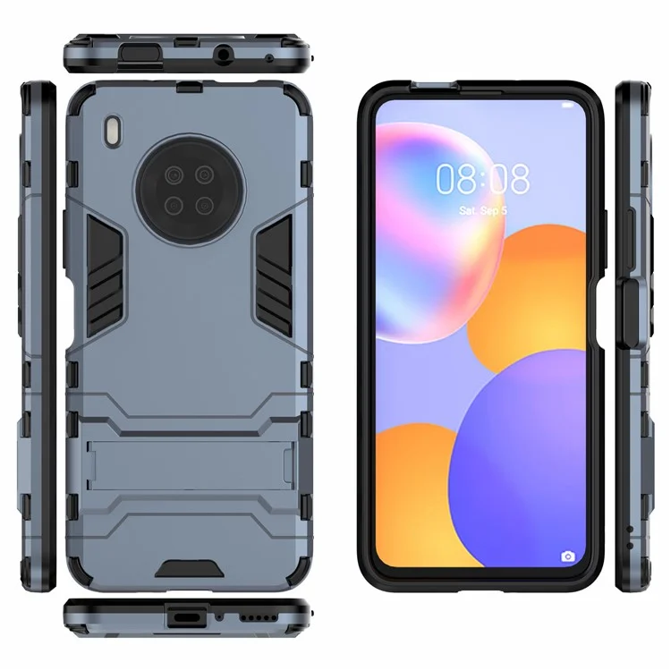 Per Huawei Y9a Plastic + TPU 2 in 1 Custodia Per Cellulare Ibrido Con Cavalletto - Blu