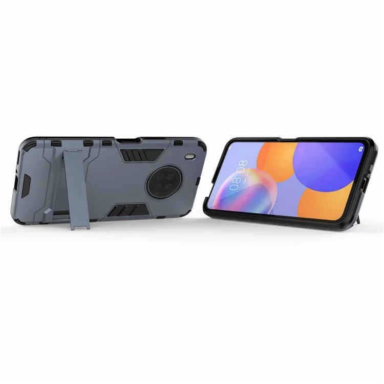 Para Huawei Y9a Plastic + TPU 2 en 1 Case de Teléfonos Celulares Híbridos Con Kickstand - Azul