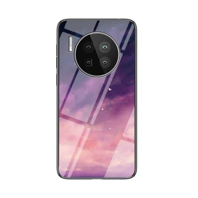 TPU + PC + Tempered Glass Hybrid Phone Cover Shell with Starry Sky Pattern for Huawei Mate 40 Pro - Purple Sky