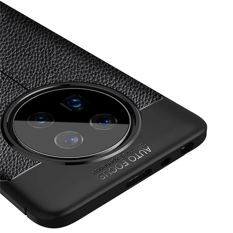 Litchi Textur Soft TPU -hülle Zubehör Für Huawei Mate 40 Pro - Schwarz