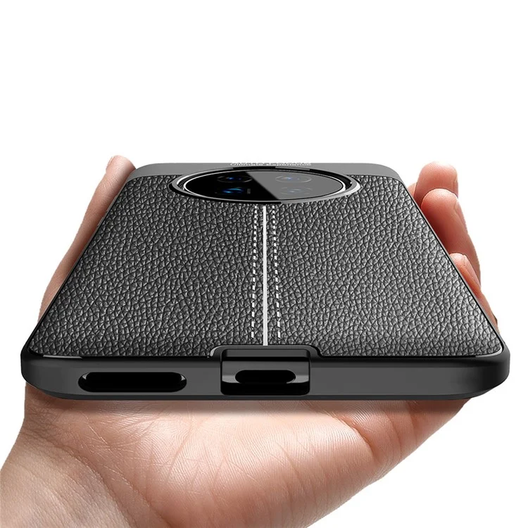 Coque de protection souple en TPU avec texture de litchi pour Huawei Mate 40 Pro - Noir