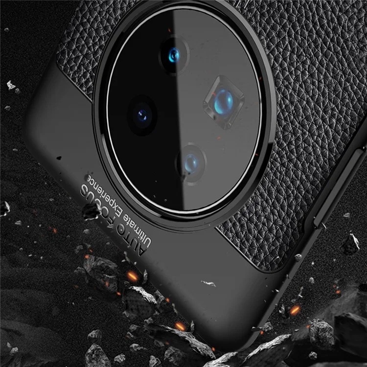 Coque de protection souple en TPU avec texture de litchi pour Huawei Mate 40 Pro - Noir