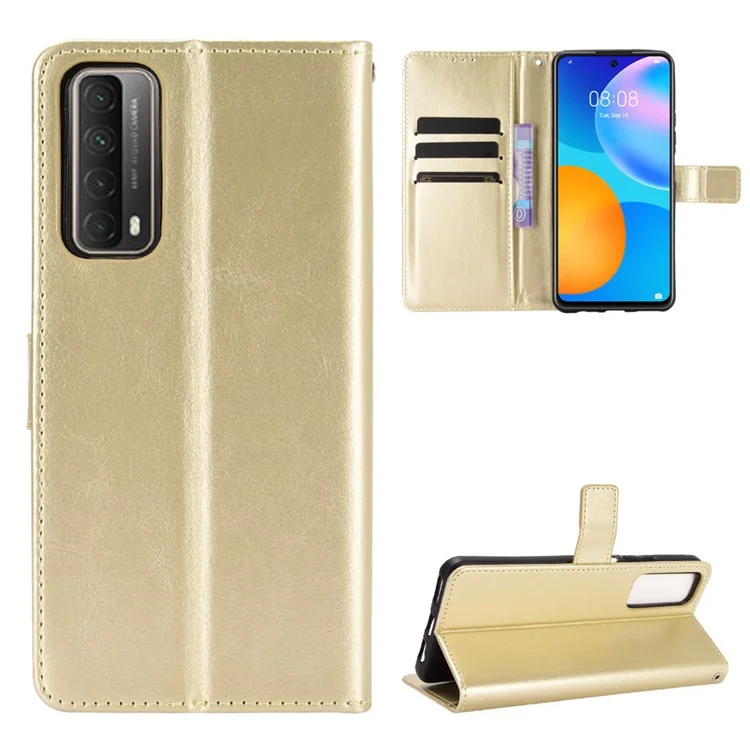 Crazy Horse Wallet Ledertasche Für Huawei P Smart 2021/Y7a Shell - Gold
