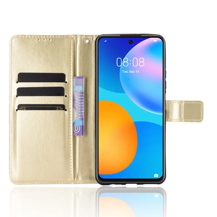 Crazy Horse Wallet Ledertasche Für Huawei P Smart 2021/Y7a Shell - Gold