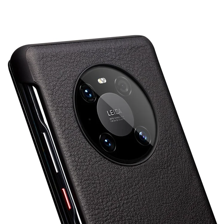 QIALINO Pour Huawei Mate 40 Pro Smart Visual Fenêtre Véritable Coffre De Téléphone En Cuir Véritable Avec Réveil Automatique / Sommeil - Noir