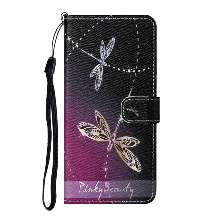 Pattern Printing Cross Texture Leather Wallet Case for Huawei P smart 2021/Y7a - Dragonfly