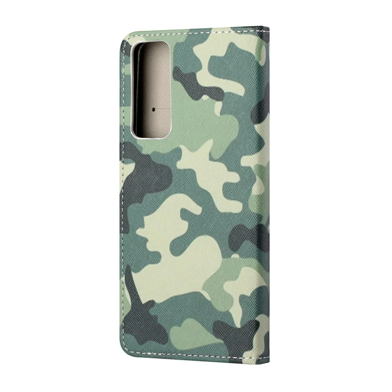 Pattern Printing Cross Texture Leather Wallet Stand Case for Huawei P smart 2021/Y7a - Camouflage Pattern