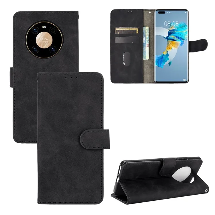 Delicate PU Leather Wallet Cell Phone Case for Huawei Mate 40 Pro - Black