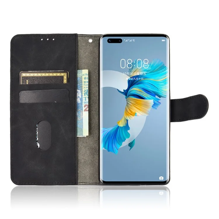 Delicate PU Leather Wallet Cell Phone Case for Huawei Mate 40 Pro - Black