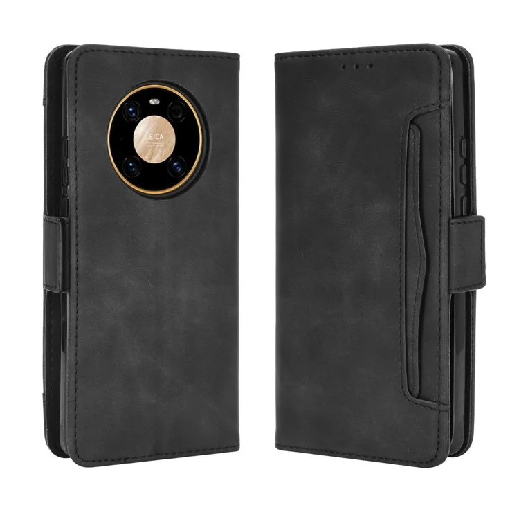 Étui portefeuille à emplacements multiples pour cartes Coque en cuir de support pour Huawei Mate 40 Pro - Noir