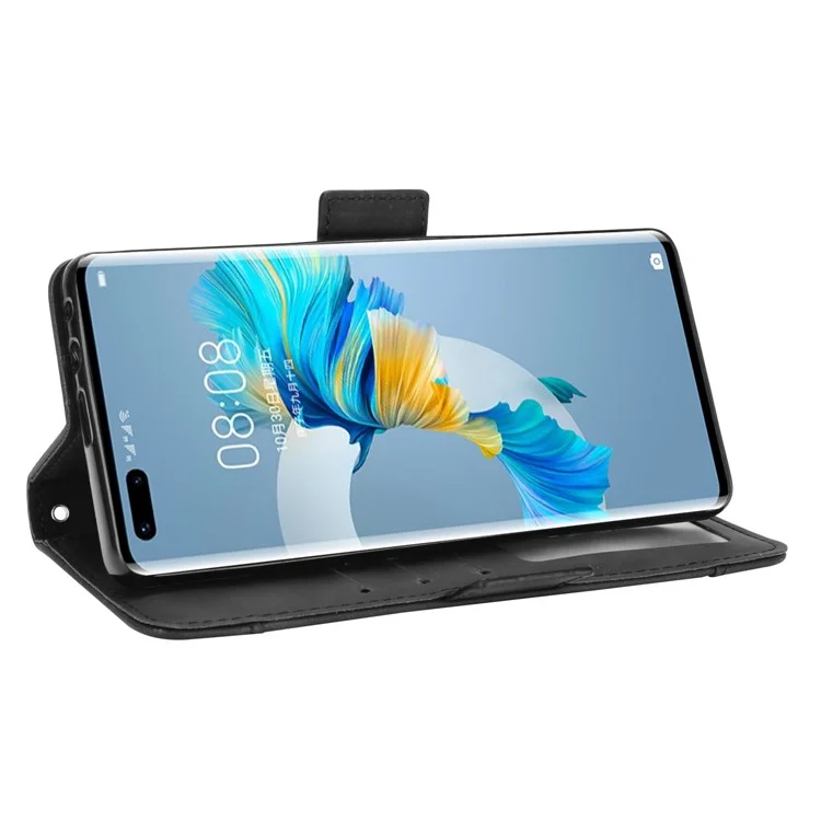 Étui portefeuille à emplacements multiples pour cartes Coque en cuir de support pour Huawei Mate 40 Pro - Noir