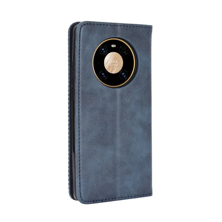 Magnétique Vintage Style Téléphone Boîte de Portefeuille Couverture en Cuir Pour Huawei Mate 40 Pro - Bleu