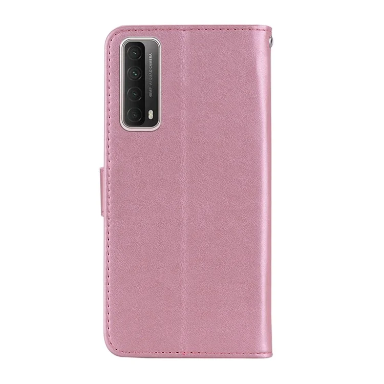 Choux D'empreinte de Décoration en Cuir en Cuir Pour Huawei P Intelligent 2021 / Huawei Y7a - or Rose