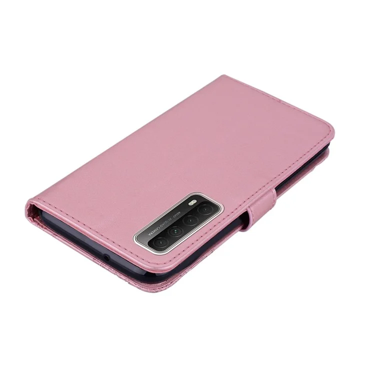 Choux D'empreinte de Décoration en Cuir en Cuir Pour Huawei P Intelligent 2021 / Huawei Y7a - or Rose