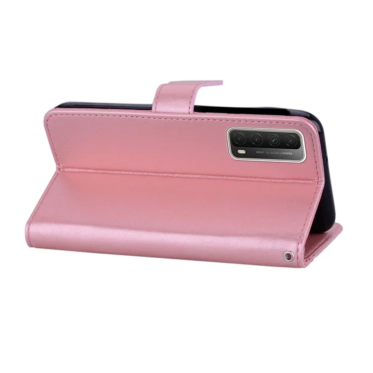 Choux D'empreinte de Décoration en Cuir en Cuir Pour Huawei P Intelligent 2021 / Huawei Y7a - or Rose