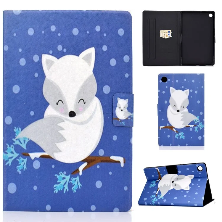 Pattern Printing Leather Stand for Huawei MatePad T10S/T10 Tablet Shell - White Fox