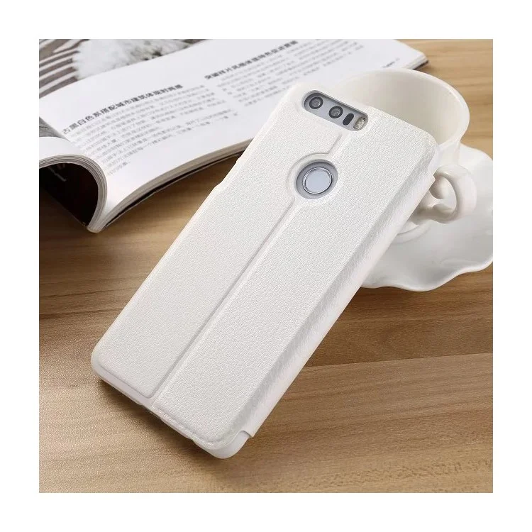 Leather Smart View Window Flip Case for Huawei Honor 8 - White