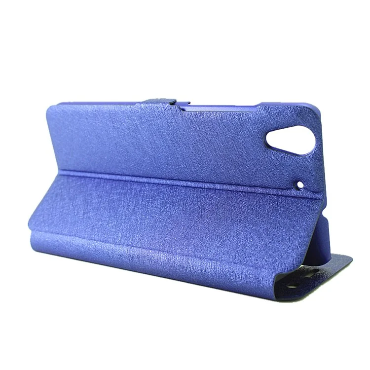 Silk Texture Dual Window Leather Phone Cover for Huawei Y6II / Honor 5A - Blue