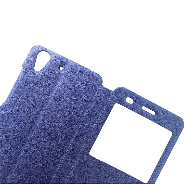 Silk Texture Dual Window Leather Phone Cover for Huawei Y6II / Honor 5A - Blue