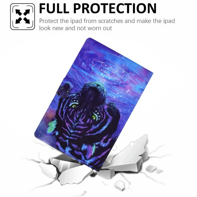 TPU + PU Leather Pattern Printing Stand Tablet Case for Huawei MatePad T10S/T10 - Tiger