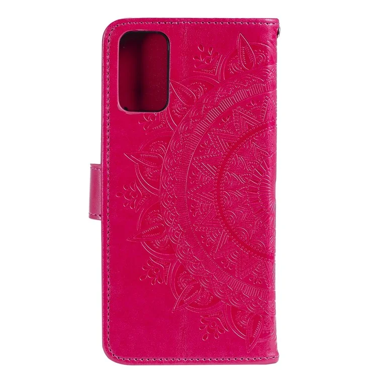 Imprinted Mandala Flower Wallet Leather Case with Strap for Honor 10X Lite - Red