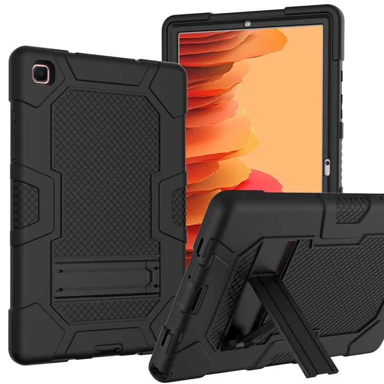 Slide-Out Kickstand Contraste Color PC TPU Taplo de Casa de Silicone TPU Para Samsung Galaxy Tab A7 10.4 (2020) T505/T500/T507/T505N - Tudo Preto