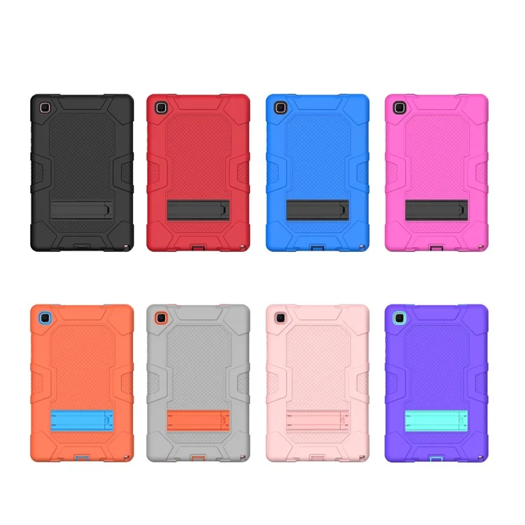 Funda de silicona TPU de color contrastante y soporte de slider para tableta Samsung Galaxy Tab A7 10.4 (2020) / (2022) T505 / T500 / T507 / T505N - Todo Negro