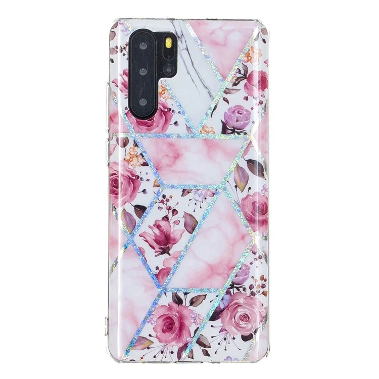 Electroplating IMD Marble Pattern Printing Flexible TPU Cover Case for Huawei P30 Pro - Rose