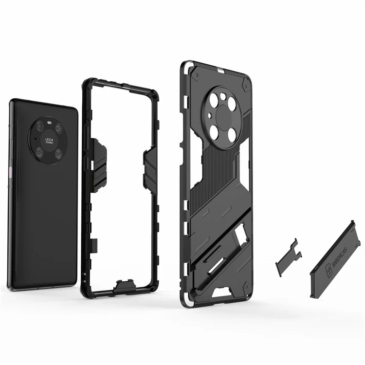 Shockproof PC + TPU Hybrid Phone Case Cover with Kickstand for Huawei Mate 40 Pro - Black