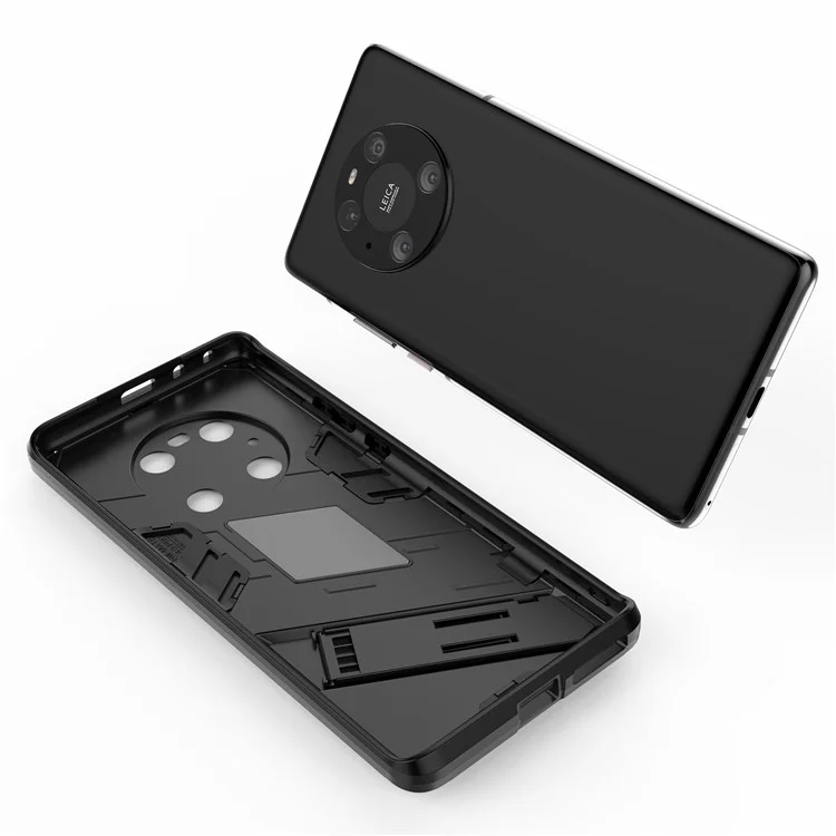 Couverture de Boîtier de Téléphone Hybride TPU PC à L'épreuve du Choc + TPU Avec Kickstand Pour Huawei Mate 40 Pro - le Noir