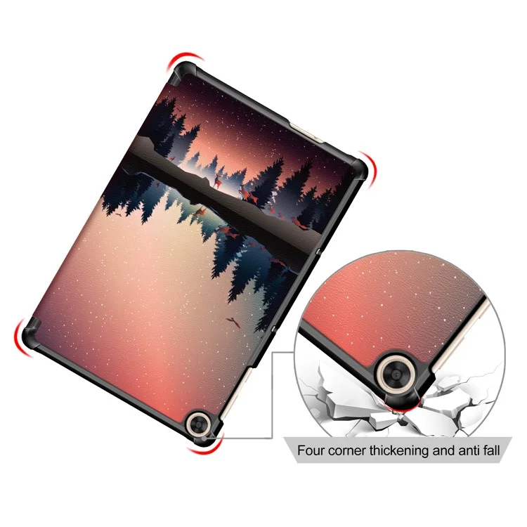 Tri-pli Stand Motif D'impression Coque En Cuir Smart Tablet Cover Pour Huawei Matepad T 10S / T 10 / Profitez De Tablette 2 - Paysage De La Forêt