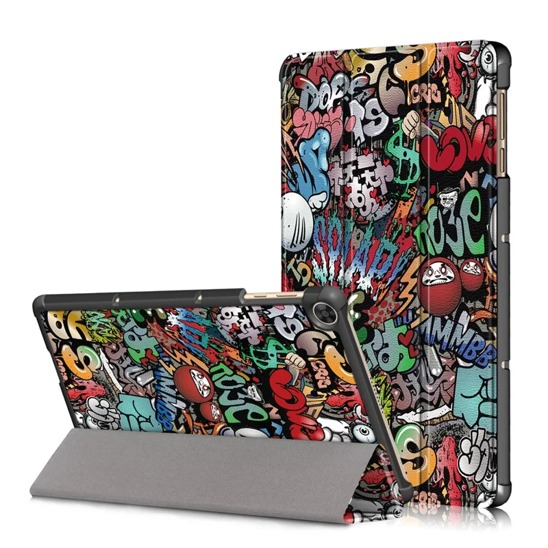 Tri-fold Stand Pattern Printing Leather Case Smart Tablet Cover for Huawei MatePad T 10S/T 10 /Enjoy Tablet 2 - Cartoon Graffiti