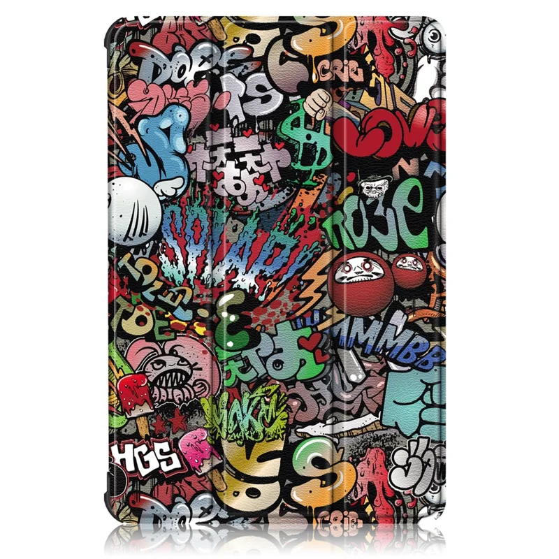 Tri-fold Stand Pattern Printing Leather Case Smart Tablet Cover for Huawei MatePad T 10S/T 10 /Enjoy Tablet 2 - Cartoon Graffiti